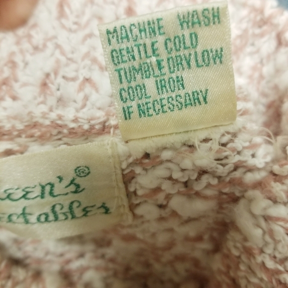 Vintage Chunky Knit Pink White Floral Applique Cottagecore Granny Sweater Md - Picture 7 of 7